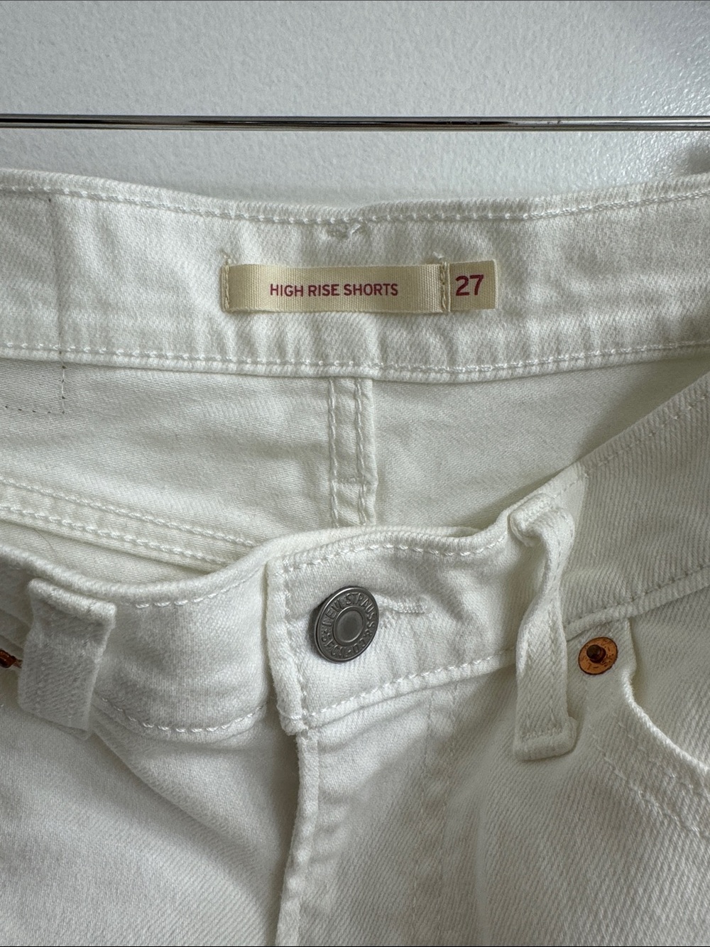 Levi's White High Rise Denim Shorts - Picture 3 of 3